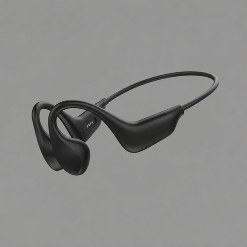 Écouteur open-ear VEYKO ONE à conduction osseuse, monture en titane gris et vert